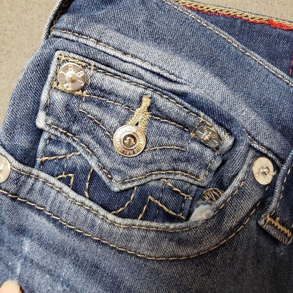 True Religion High Rise super skinny flap pocket distressed / destroyed Jeans - Picture 5 of 16
